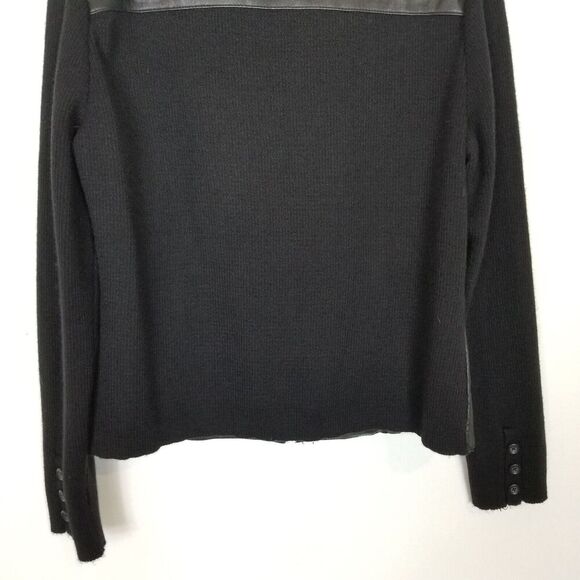 Jaclyn Smith Women Zip Up Leather Knit Mixed Media Jacket Sz L Black - Picture 6 of 8